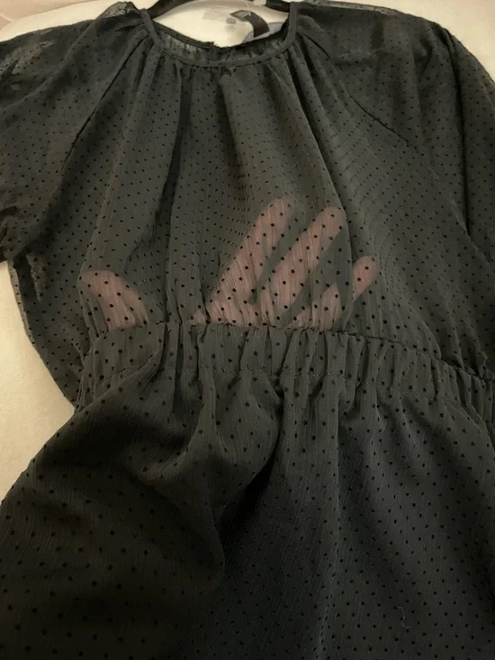 Forever 21 NWT Classic Black Long Sheer Sleeve Short Dress Size S - Picture 5 of 7